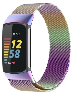 Produktbild von Für Fitbit Charge 6 / 5 Metall Stahl Mesh Armband mit Magnetverschluss Colorful
