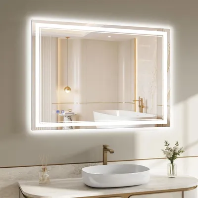 Immagine prodotto di Specchio da bagno illuminato a LED, 90x70 cm, 3 temperature di colore, dimmerabile, antiappannamento, grado di protezione IP65