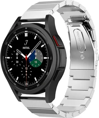 Produktbild von Strap-it Metallarmband - Kompatibel mit Samsung Galaxy Watch 4 Classic Armband 42mm Ersatzarmband Edelstahl - Faltschließe - Hochwertiges Material - für Smartwatch 20mm Armband Silber