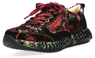 Produktbild von Laura Vita Damen Sneaker mit Blumenmuster und Reißverschluss Burton 43, Größe:39 EU, Farbe:Rot