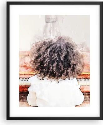 Produktbild von Gerahmtes Poster - Schwarzer Rahmen - Kind Klavier Aquarell - 40x50 cm - Wand Bild - Wanddeko - Wandbilder - Kunstposter - Wandposter - Bilderrahmen - Bilder - Kunstdruck - P2BPA40x50-4702