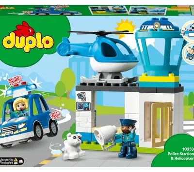 Image de Lego Duplo Poste de Police et Hélicoptère 10959