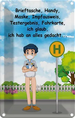 Produktbild von vianmo Blechschild 30x20 cm Maske Impfausweis alles gedacht Spruch Zitat