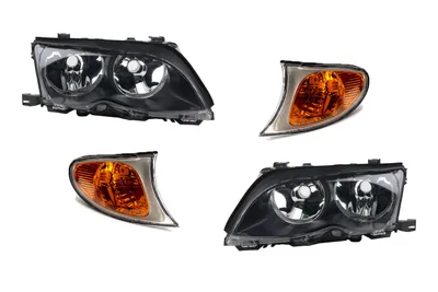 Productafbeelding van Johns, koplampen geschikt voor BMW 3-serie E46, zwarte set, modeljaren 01-05, H7-H7, links en rechts, met richtingaanwijzer