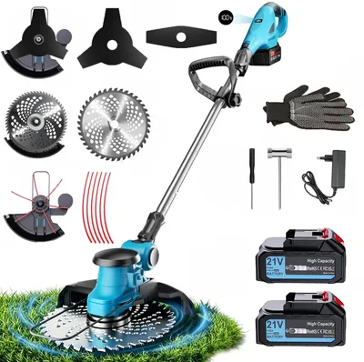Produktbild von Akku Rasentrimmer 1000W Bürstenloser Motor 4-in-1-Rasentrimmer, mit 21V 2x 4,0Ah Akku, 90° drehbarer Trimmerkopf, Flüssigkristallanzeige,Teleskopstiel