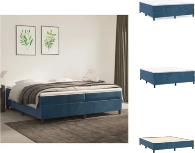 Obrázek produktu pro vidaXL Postel se skříňovou pružinou tmavě modrá 200x200 cm samet - Postele a válendy