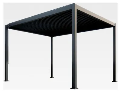 Produktbild von Pergola Genua 5x3 m Anthrazit | Aluminium Lamellendach manuell schwenkbar | Terrassenüberdachung UV- & wetterfest | Inkl. Bausatz | Integrierte Entwässerung | Garten & Terrasse