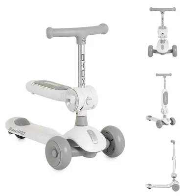 Produktbild von Byox Kinderroller StreetPro 2in1 Laufrad PolyurethanRollen Musik Licht höhenverstellbar grau