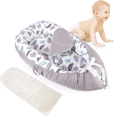 Produktbild von ele ELEOPTION Babyliege Baby Nest Tragbare Neugeborenenliege für Säuglinge und Neugeborene, Blätter