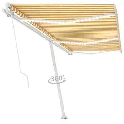 Immagine prodotto di Tenda da Sole Retrattile Manuale e LED 600x300cm Gialla Bianca