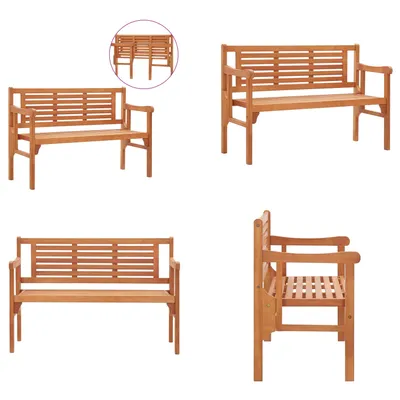 Image de vidaXL Banc de jardin pliable 120 cm en bois massif d'eucalyptus - Banc pliant - Bancs pliables - Banc pliable - Bancs pliables