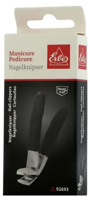 Zdjęcie produktu dla Obcinacz do paznokci ERBE z miękkim uchwytem, 8,5 cm, czarny, stal nierdzewna INOX