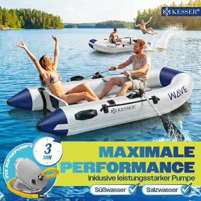 Image de Bateau pneumatique KESSER® pour 2 personnes, pouvant être motorisé, canoë gonflable