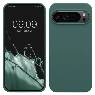 Produktbild von kwmobile Handyhülle für Google Pixel 9 Pro XL Hülle, für Pixel 9 Pro XL Case - Hülle Silikon - kabelloses Laden - Tannengrün