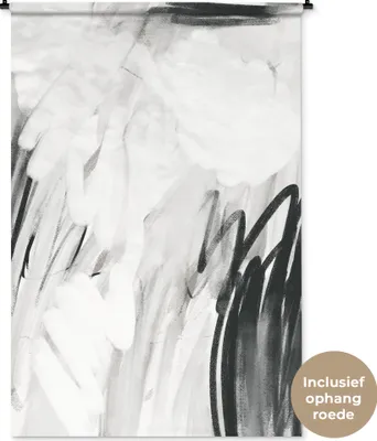 Produktbild von MuchoWow® Wandteppich Wandbehang Kunst - Schwarz - Weiß - Grau 120x180 cm Tapisserie Dekoration Wandtuch - Schlafzimmer - Dekorationen für das Haus