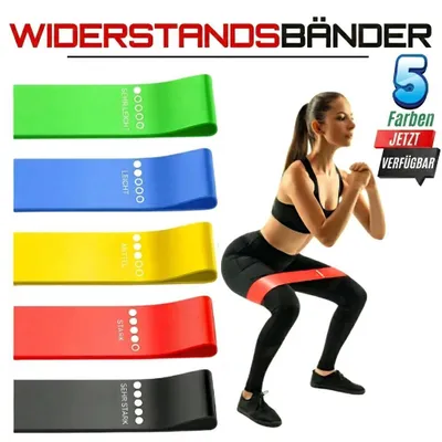 Produktbild von 5er Set Widerstandsbänder Fitness Loop Bands aus TPE, Trainingsbänder für Yoga, Krafttraining, Pilates und Ganzkörpertraining