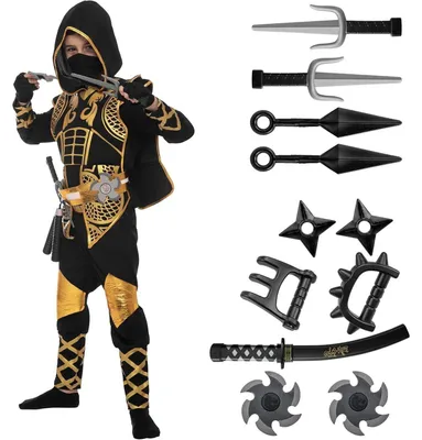 Zdjęcie produktu dla Strój dla dziecka, złoty ninja, rozmiar M (8-10 lat)
