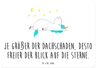 Produktbild von Mr. & Mrs. Panda Wandbild Einhorn Sternenhimmel DIN A5 - Weiß - Geschenk, Einhörner, Schild, tafel, Retro Blechschild, Verrückt, Sterne, Unicorn, Türschild