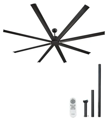 Produktbild von VEVOR 72 Zoll Deckenventilator ohne Licht, 6-Gang Fernbedienung, 3 Holzblätter, umkehrbarer DC-Motor, moderner flacher Außenventilator für Schlafzimmer, Wohnzimmer, Terrasse, Innen/Außen, Walnuss, 243.8 cm, Schwarz-a