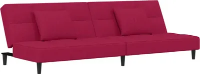 Produktbild von vidaXL Schlafsofa 2-Sitzer mit 2 Kissen Weinrot Samt