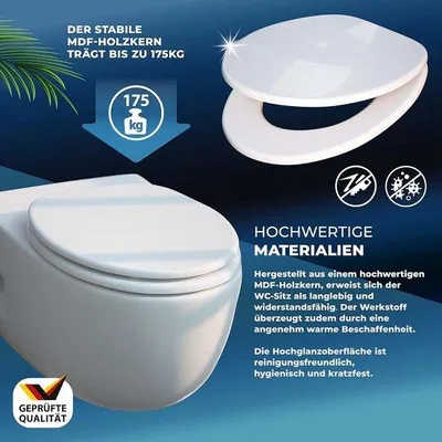 Produktbild von Famanu Toilettensitz Duroplast - Hochwertiger Schließmechanismus mit Schnellverschluss