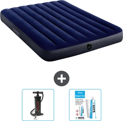 Produktbild von Intex Airbed - Doppelbett - 137 x 191 x 25 cm - Blau - Im Lieferumfang enthalten Pumpe en Reperaturset