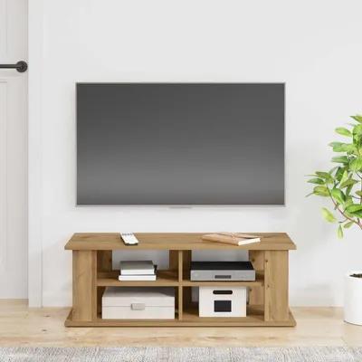Image de Meuble TV exclusif - Dimensions : 96 x 35 x 33,5 cm. Matériau : panneau de particules imitation chêne artisanal