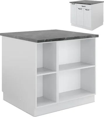Produktbild von Kücheninsel Vicco Fame-Line Weiß Landhaus/Weiß 90 cm mit Schublade, ohne Arbeitsplatte, Model 38708