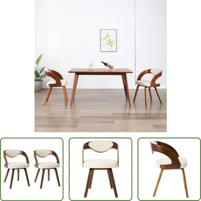 Produktbild von The Living Store Esszimmerstühle 2 Stk. Creme Bugholz und Kunstleder