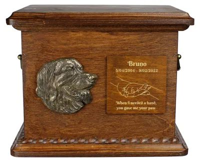 Zdjęcie produktu dla Hovawart - urna na prochy psa, personalizowana urna z grawerem i płaskorzeźbą, pamiątkowe pudełko na psie prochy marki Art-Dog