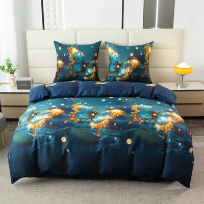 Produktbild von FEBE Bettwäsche Schmetterlinge in der Nacht Bettbezug-Set 135x200 + Kissenbezug 2 Teilig mit Reißveschlu