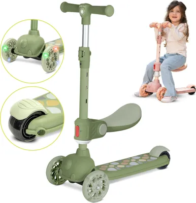 Produktbild von Lorelli JETSTER PLUS 2-in-1 3-Rad Kinder-Scooter mit klappbarem Sitz (4 Pos.) – LED PolyurethanRäder, ABEC-9, Lenker 3 Pos., bis 20 kg