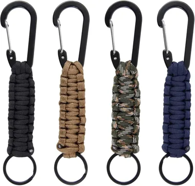 Obrázok produktu pre Paracord kľúčenka 4 kusy, s karabínou, pre kľúče, outdoor použitie