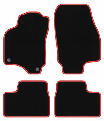 Image de Tapis de sol en moquette noir/rouge pour Opel Astra G 1998-2009 4 pièces