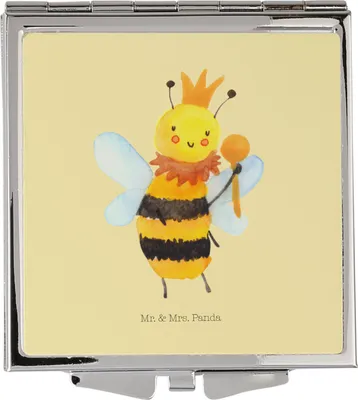 Produktbild von Mr. & Mrs. Panda Schminkspiegel Biene König - Gelb Pastell - Geschenk, Kleiner Spiegel, klein, Taschenspiegel, Handspiegel, Kosmetikspiegel