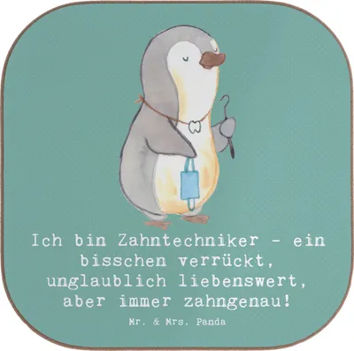 Produktbild von Mr. & Mrs. Panda Untersetzer Glas Zahntechniker Spaß - Meeresbrise - Geschenk, kreative Geschenke, Getränkeuntersetzer, gläseruntersetzer, Tischschoner, Feinmechanik, für