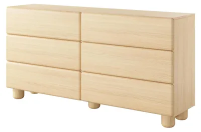 Productafbeelding van Ruime houten commode OLMO met 6 lades, geschikt voor de slaapkamer, in de kleur eiken Vicenza