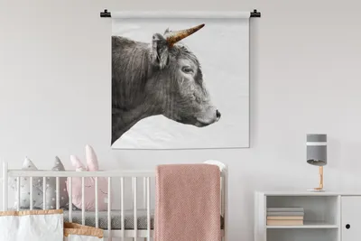 Produktbild von MuchoWow® Wandteppich Wandbehang Schottischer Highlander - Schottische Kuh - Goldene Hörner 90x90 cm Tapisserie Dekoration Wandtuch - Wandaufhänger