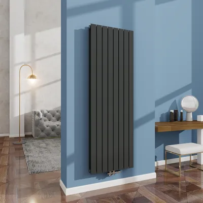 Produktbild von AICA Design Flach Heizkörper Paneelheizkörper Vertikal Mittelanschluss Doppellagig 1800x602mm Anthrazit