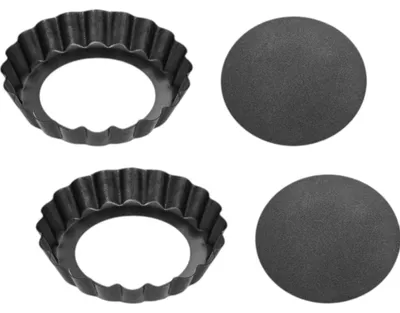2er-Set runde Tarteformen Ø 10 cm, Hebeboden, Kohlenstoffstahl