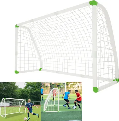 Image de Buts de football NAIZY Buts de football en PVC 180x120 cm Jardin pour enfants But de football avec filet pour plage, parc, buts d'entraînement, terrain de jeu, arrière-cour, jardin as Meilleur but par tous les temps Jardin grand