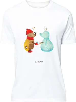Produktbild von Mr. & Mrs. Panda Größe M T-Shirt Nachtfalter Schneemann - Weiß - Geschenk, Winter, Tshirt, mit Spruch, Weihnachtsgruß, Schnee, Shirt, Weihnachten, Herren