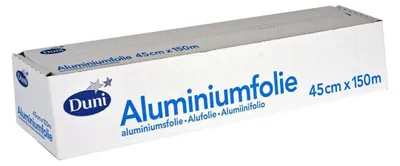 Produktbild von 6x DUNI Aluminiumfolie, Abrollkarton 0,45 x 150 m, 12 µ Silber