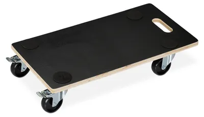 Productafbeelding van Relaxdays Transportroller met parkeerrem, 400 kg draagvermogen, zwenkwielen, antislip oppervlak, afmetingen (h x b x d): 11,5 x 58 x 30 cm, zwart, AI-gegenereerde afbeelding