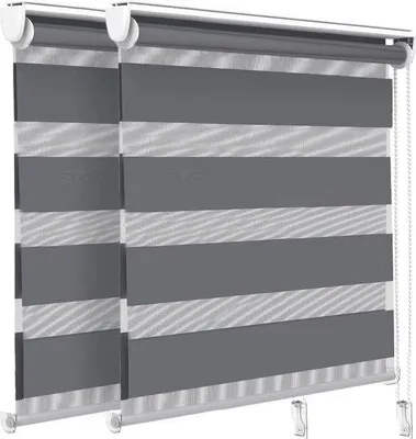 Immagine prodotto di Tende a rullo doppie - Due tende a rullo per finestre e porte - Trasparenti e oscuranti - Tenda a rullo per finestre - 100x150 cm - Grigio - Tende a rullo - Tenda a rullo per finestre senza forature