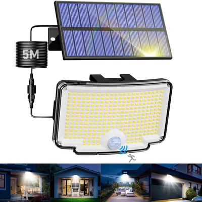 318 LED-Solarleuchten Außen mit Bewegungsmelder & Panel