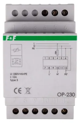 Obrázok produktu pre Odrušovací filter s prepäťovou ochranou OP-230 Bezpečnosť 230 V AC F&F