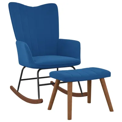 Produktbild von Schaukelstuhl mit Hocker Samt Blau