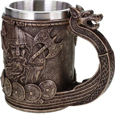 Produktbild von Wikinger Krug "Drakkarschiff" bronziert, 700 ml, Metalleinsatz entnehmbar