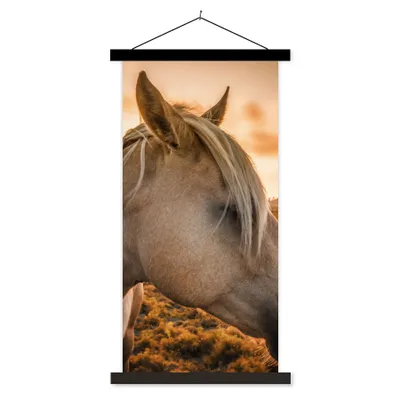 Produktbild von MuchoWow® Textilposter Pferd - Tiere - Porträt 90x180 cm mit schwarzem Rahmen - Dekoration Wohnzimmer